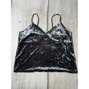 American Eagle Crushed Velvet Camisole Women XL‎ Gray 90s Y2K Grunge Minimalist
